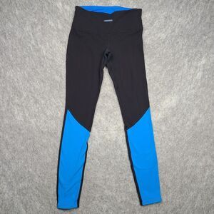 LULULEMON Run Runder Under Pant Size 8 Blue Black Rulu Reflective Hem Running‎